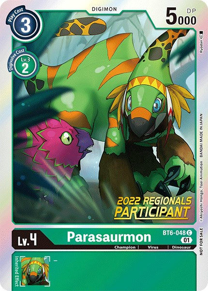 Parasaurmon [BT6-048] (2022 Championship Online Regional) (Online Participant) [Double Diamond Promos]
